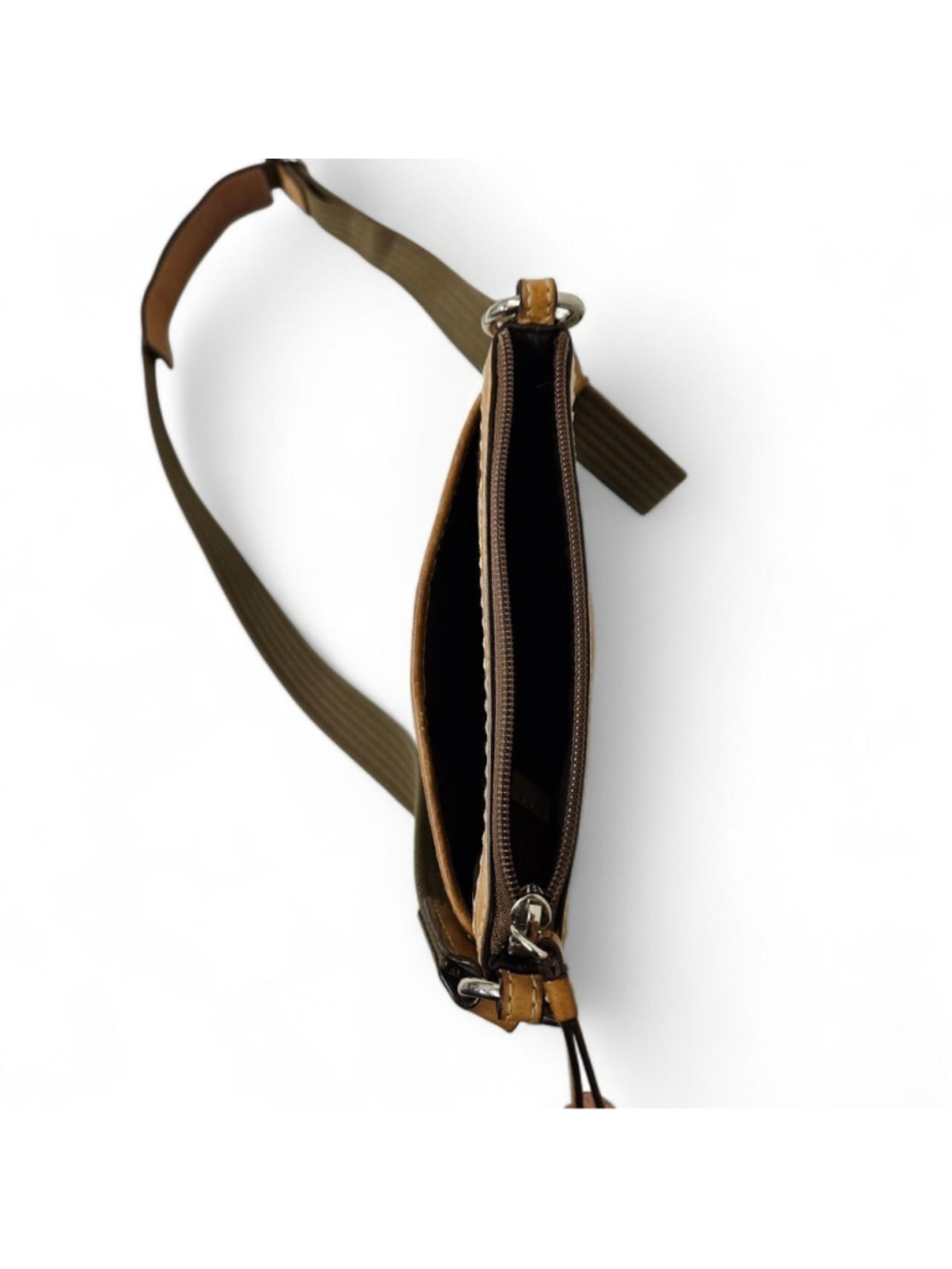 Coach Signature Jacquard Leather Crossbody Tan Brown - Picture 7 of 8